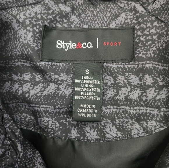 Style & Co Women's Light Puffer Vest Grey Black Geometric Print Polyfill Small - Picture 9 of 10